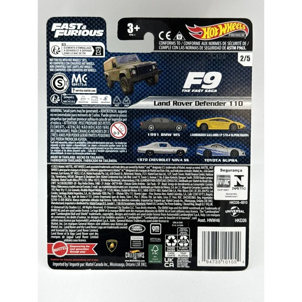 Hot Wheels Premium Fast Land Rover Defender Diecast Car Green Beige Metal Scale